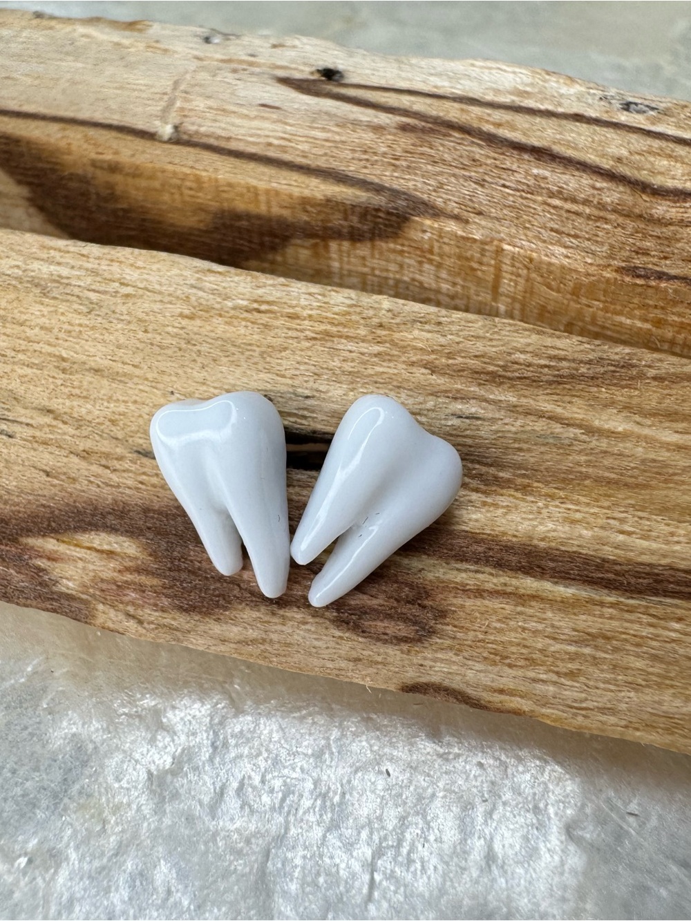 White Molar Tooth Stud Earrings Dental Hygienist Dentist Gift Post